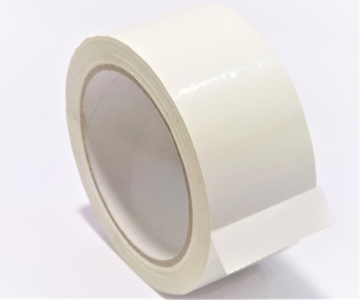 תמונה של גליל סרט דבק PVC אירופאי שקט, לבן 60 מ' אורך חזק במיוחד ואיכותי 54 מיקרון עובי.
